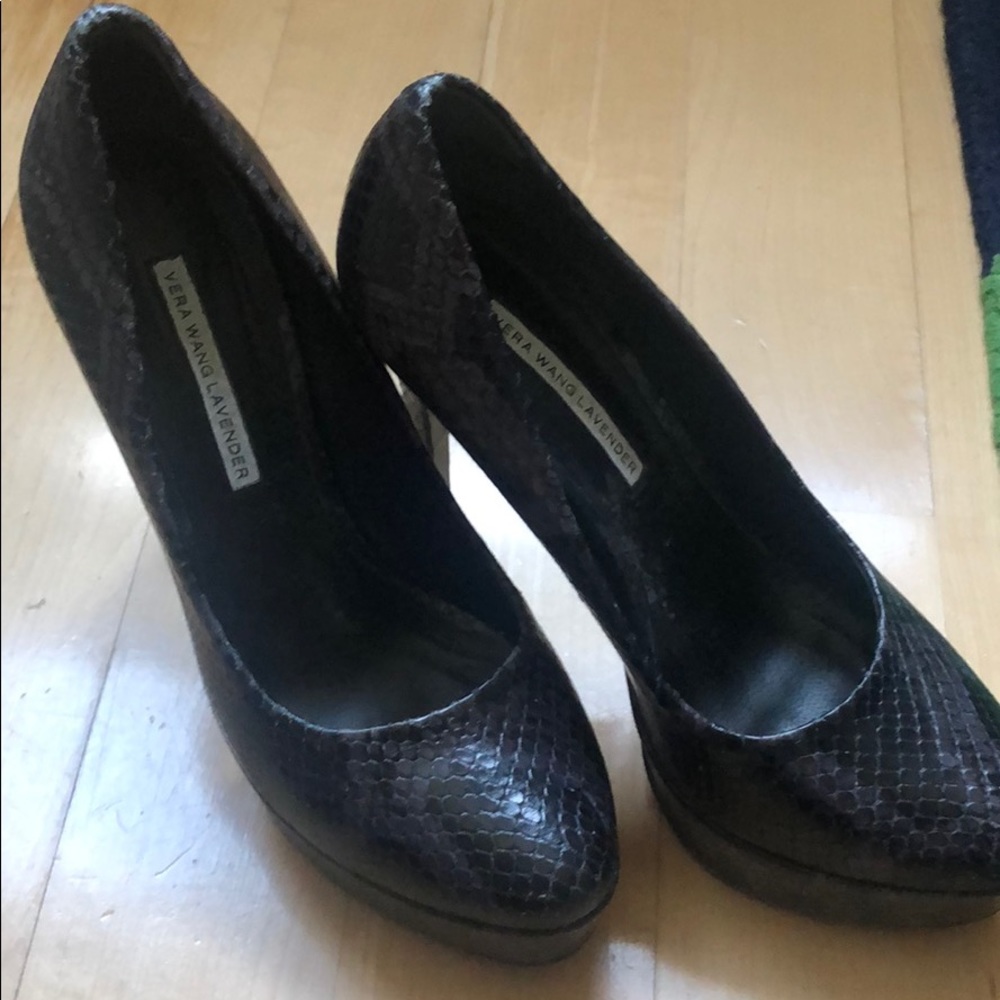 Vera Wang Lavender Sexy Platform Python Heels - image 1